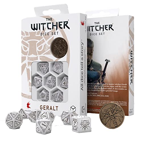 Q-Workshop QWOWGE3T The Witcher Dice Set: Geralt – The White Wolf (7) von Q-Workshop