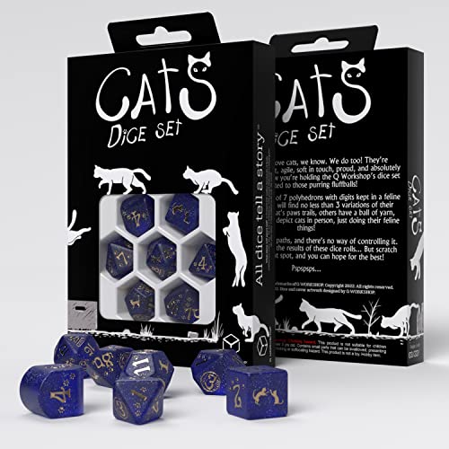 Q-Workshop 96283 Cats Modern Dice Set: Meowster (7) Cardgame von Q Workshop