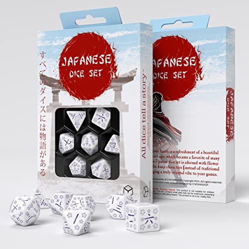 Q-Workshop QWOKAN3Z Japanese Dice Set – Blue Star Lotus (7) von Q-Workshop