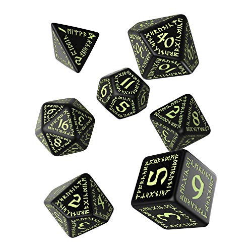 Q-Workshop RUN19 - Runic Black & glow-in-the-dark Dice Set (7) von Q Workshop