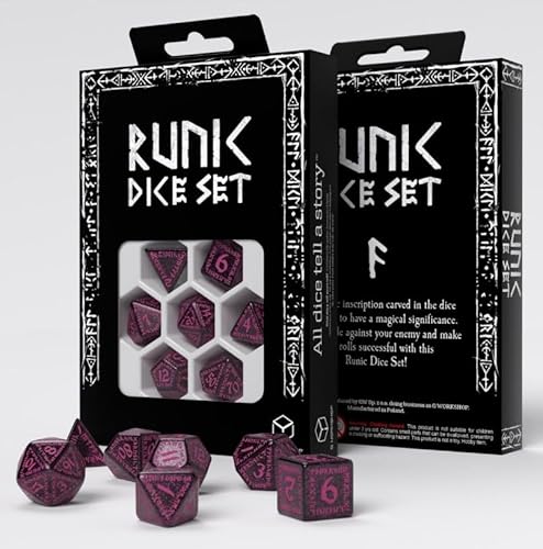 Runic Shimmering black with magenta Dice Set von Q Workshop
