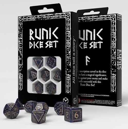 Runic Mixed-blue & gold Dice Set von Q Workshop
