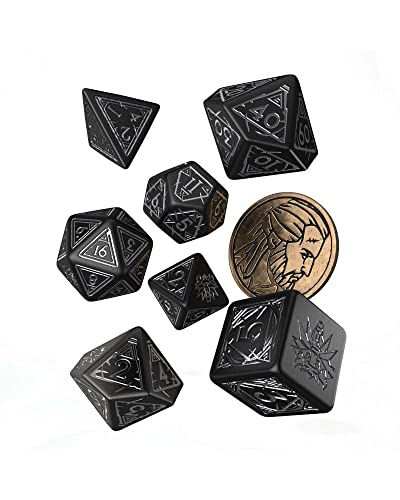 Q-Workshop 85244 The Witcher Dice Set: Geralt – Silver Sword (7) Cardgame, Mehrfarbig von Q-Workshop