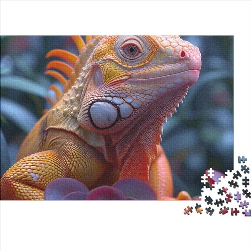 Chamäleon Puzzle 1000 Teile Legespiel Schwierigkeitsgrad Herausfordernde Magische Reptilien Kinder Puzzle Herausfordernde Unterhaltung Zeitvertreib Für Alle Altersgruppen 1000pcs (75x50cm) von QAHSWIALN