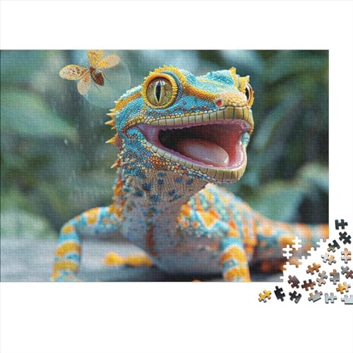Chamäleon Puzzle 1000 Teile Legespiel Schwierigkeitsgrad Logikspiel Magische Reptilien Kinder Puzzle Herausfordernde Unterhaltung Grips-Spiel 1000pcs (75x50cm) von QAHSWIALN