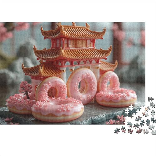 Donut Puzzle 1000 Teile Legespiel Schwierigkeitsgrad Familienspaß Köstliche Donuts Geistige Herausforderung Herausfordernde Unterhaltung Zeitvertreib Für Alle Altersgruppen 1000pcs (75x50cm) von QAHSWIALN