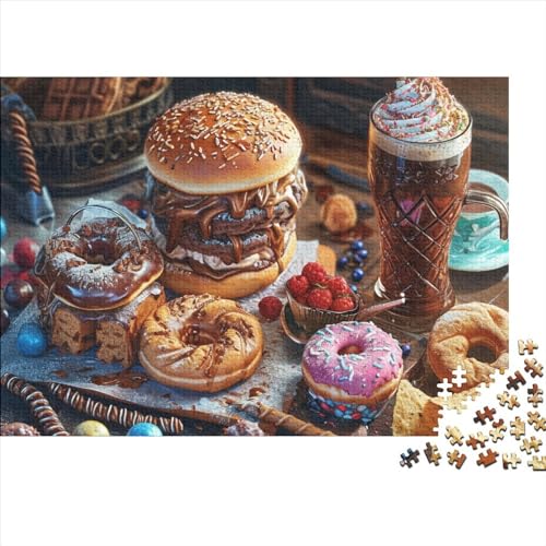Donut Puzzle 1000 Teile Legespiel Schwierigkeitsgrad Logikspiel Köstliche Donuts Geistige Herausforderung Entspannung Durch Puzzeln Grips-Spiel 1000pcs (75x50cm) von QAHSWIALN