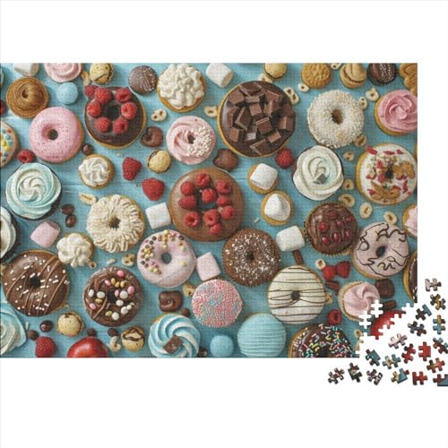 Donut Puzzle 1000 Teile Puzzle-Herausforderung Geduldsspiel Logikspiel Geistige Herausforderung Köstliche Donuts Herausfordernde Unterhaltung Grips-Spiel 1000pcs (75x50cm) von QAHSWIALN