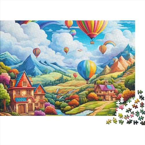 Heißluftballon Puzzle 1000 Teile Legespiel Schwierigkeitsgrad Herausfordernde Bunte Heißluftballons Kinder Puzzle Herausfordernde Unterhaltung Grips-Spiel 1000pcs (75x50cm) von QAHSWIALN