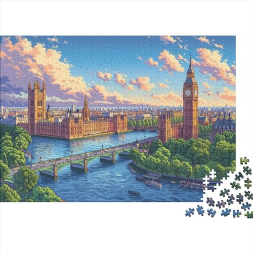 Stadtbild Puzzle 1000 Teile Puzzle-Herausforderung Geduldsspiel Logikspiel Londoner Stadtbild Kinder Puzzle Entspannung Durch Puzzeln Grips-Spiel 1000pcs (75x50cm) von QAHSWIALN