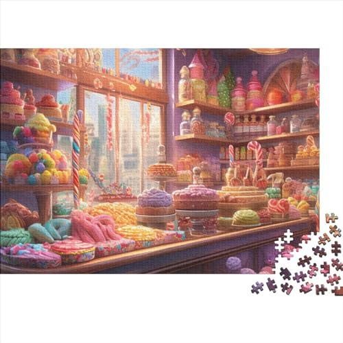 Süßwarenladen Puzzle 500 Teile Legespiel Schwierigkeitsgrad Familienspaß Gemütlicher Dessert Shop Kinder Puzzle Entspannung Durch Puzzeln Grips-Spiel 500pcs (52x38cm) von QAHSWIALN