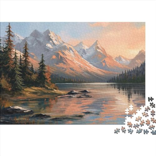 Verschneite Berge Puzzle 300 Teile Legespiel Schwierigkeitsgrad Logikspiel Seen und Schneeberge Kinder Puzzle Herausfordernde Unterhaltung Grips-Spiel 300pcs (40x28cm) von QAHSWIALN