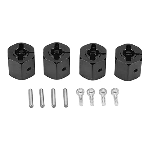 QANYEGN 4pcs 12mm Sechskantadapter, Sechskantantriebsadapter, Aluminium -Leichtmetallrad -Hub -Hub -Antriebsadapter für SCX10 90046 für D90 1/10 RC Car Schwarz (Schwarz) von QANYEGN