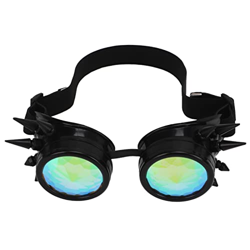 Qanyegn Steampunk -Brille, Retro -Kaleidoskop -Brille mit elastischer Kaleidoskop -Rave -Brille für Party (Schwarz) von QANYEGN