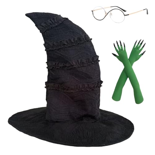 QAQ-COSPLAY Elphaba Hut - Hexen Kostüm Hut Damen - Perfekt für Halloween Cosplay, Dress Up und Themenveranstaltungen, Hexenhut-Set, Einheitsgröße QAQ-COSPLAY Elphaba Hut - Hexen Kostüm Hut Damen - Perfekt für Halloween Cosplay, Dress Up und Themenveranstaltungen, Hexenhut-Set, Einheitsgröße von QAQ-COSPLAY