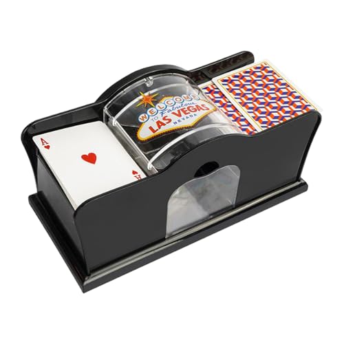 QARIDO Kartenmischmaschine, 2 Decks, mit Kurbel, manuelles Mischgerät für Spielkarten - Manueller Kartenmischer, Spielkartenmischer-Handbuch für Heimkartenspiele von QARIDO