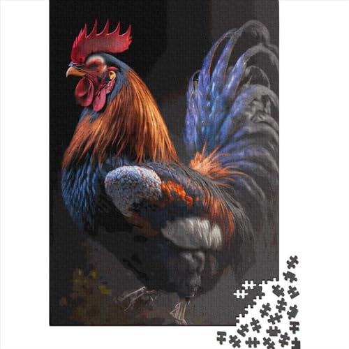 1000 Kreative quadratische Puzzles in Huhn und Hahn für Erwachsene, Holzpuzzle, einzigartige Herausforderungsspiele, 1000 Teile (38 x 26 cm) von QASEYIPV