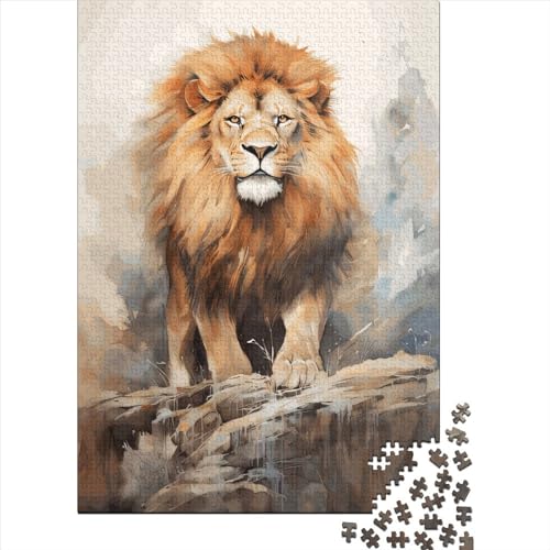 1000 Stück Aquarell-Löwen-Puzzle für Erwachsene und Jugendliche und Holzpuzzle für Familien, Spiele, Weihnachtsgeschenke, 1000 Teile (38x26cm) von QASEYIPV