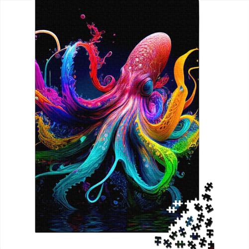 1000 Stück Bunte Oktopus Holzpuzzle für Erwachsene und Jugendliche ab 12 Jahren, Weihnachtsgeschenke 1000 Teile (75x50cm) von QASEYIPV