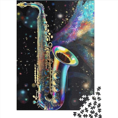 1000 Stück Bunte Saxophon-Puzzles für Erwachsene, Holzpuzzle, Lernspiel für Kinder als Weihnachtsgeschenk, 1000 Teile (38x26cm) von QASEYIPV