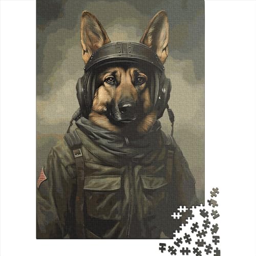 1000 Stück Deutsche Schäferhund Soldaten Puzzle für Erwachsene und Jugendliche und Holzpuzzle für Familien, Spiele, Weihnachtsgeschenke, 1000 Teile (75x50cm) von QASEYIPV