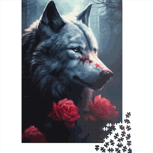 1000 Stück Grauer Wolf Puzzle für Erwachsene und Jugendliche und Holzpuzzle für Familien, Spiele, Weihnachtsgeschenke, 1000 Teile (38x26cm) von QASEYIPV