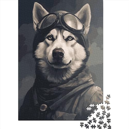 1000 Stück Husky Soldat Creative Square Puzzle für Erwachsene und Holzpuzzle, Anti-Stress-Spiele und einzigartige Weihnachtsgeschenke, 1000 Teile (38 x 26 cm) von QASEYIPV