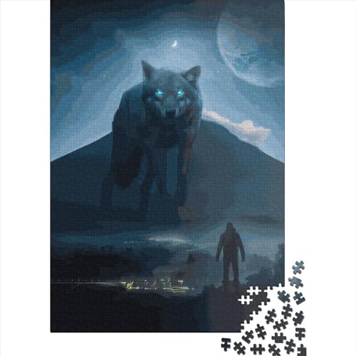 1000 Stück Kreative Quadratische Puzzle für Erwachsene Wolf Treffen Holzpuzzle Einzigartige Herausforderung Spiele 1000 Teile (75x50cm) von QASEYIPV