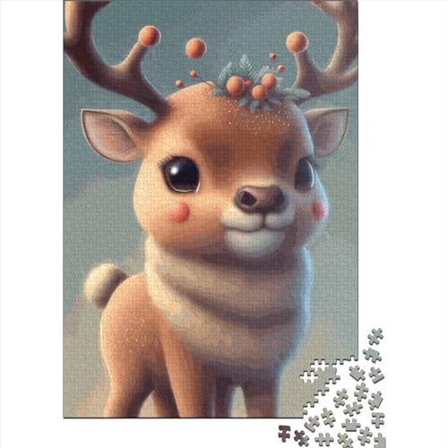 1000 Stück niedliche Hirsch-Quadrat-Puzzles für Erwachsene und Holzpuzzle für Weihnachtsgeschenke 1000 Teile (38x26cm) von QASEYIPV