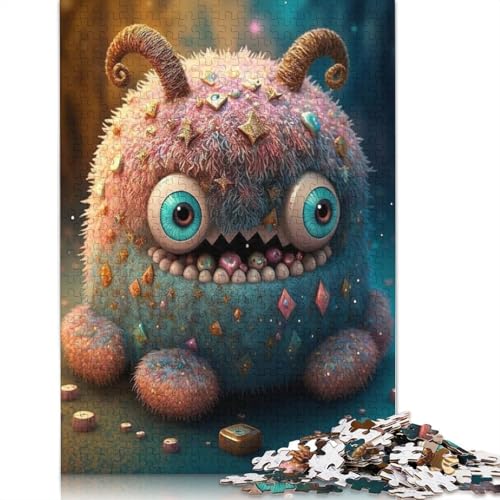 1000 Stück niedliche Monster für Erwachsene, schwieriges Holzpuzzle für Erwachsene, Weihnachtsgeschenke, 1000 Teile (75 x 50 cm) von QASEYIPV