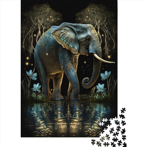 1000 Teile Buntes Waldelefant-Puzzle für Erwachsene, Halloween-Geschenkpapier für Erwachsene und Jugendliche, 1000 Teile Lernpuzzle (38x26cm) von QASEYIPV