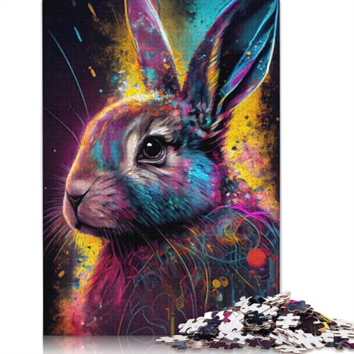 1000 Teile Buntes süßes Kaninchen-Puzzle, Schwierigkeitsgrad für Erwachsene, Lernspielzeug, Spiele, 1000 Teile (75 x 50 cm) von QASEYIPV