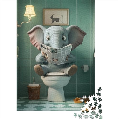 1000 Teile Cartoon-Elefanten-Puzzle für Erwachsene, Lernspiele, 1000 Teile (75 x 50 cm) von QASEYIPV