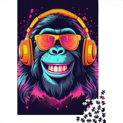 1000 Teile DJ-Musik und Affe für Erwachsene, Halloween-Geschenk, Erwachsenenpuzzle, Heimdekoration, 1000 Teile (38 x 26 cm) von QASEYIPV