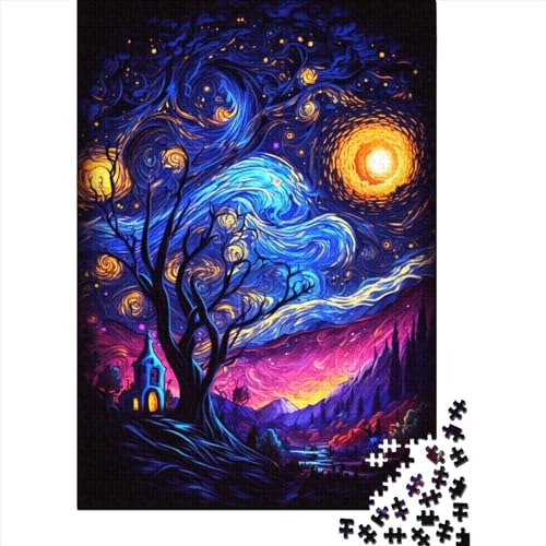1000 Teile Dancing Night Stars Puzzle für Erwachsene, Halloween-Geschenk, Lernspielzeug, 1000 Teile (75 x 50 cm) von QASEYIPV