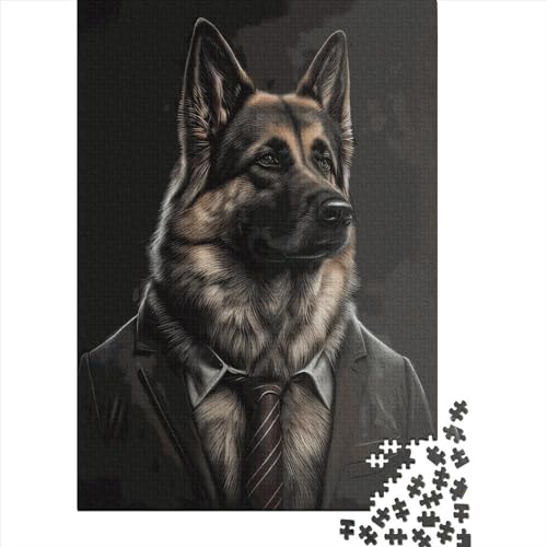 1000 Teile Deutscher Schäferhund für Erwachsene, Holzpuzzle, Lernspiel für Kinder als Weihnachtsgeschenk, 1000 Teile (75x50cm) von QASEYIPV