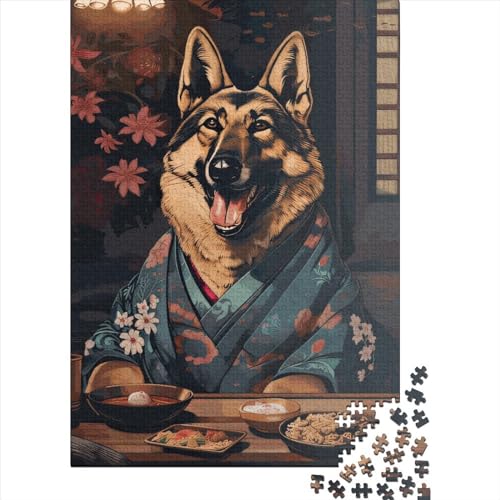 1000 Teile Deutscher Schäferhund für Erwachsene, Holzpuzzle, Lernspiele für Kinder, 1000 Teile (75 x 50 cm) von QASEYIPV