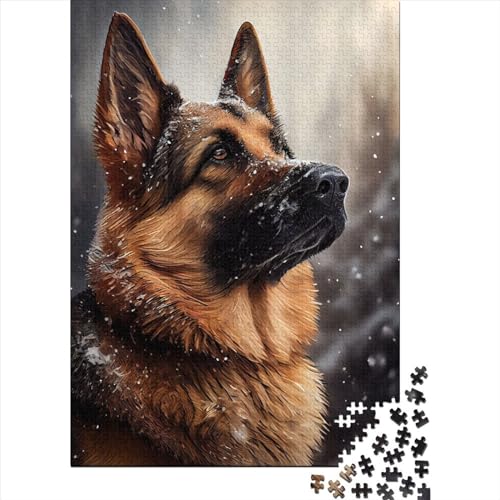 1000 Teile Deutscher Schäferhund im Schnee Erwachsene Puzzle für Jugendliche ab 12 Jahren Weihnachtsgeschenke 1000 Teile (38x26cm) von QASEYIPV