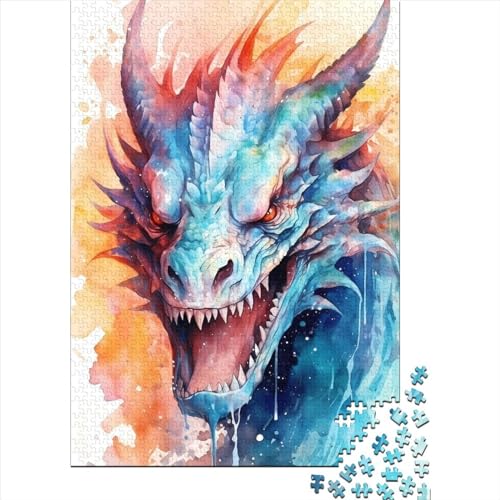 1000 Teile Drachen Aquarellpuzzle für Erwachsene und Jugendliche ab 12 Jahren, Geschenke für Heiligabend, 1000 Teile (75x50cm) von QASEYIPV