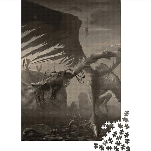 1000 Teile Drachenpuzzle Kreative Quadrate für Erwachsene und Holzpuzzle Herausforderndes Spiel 1000 Teile (38x26cm) von QASEYIPV