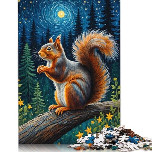 1000 Teile Eichhörnchen-Sternennacht-Puzzle, Schwierigkeitsgrad Puzzles für Erwachsene, Lernspiele, Spielzeug, Familiendekoration, 1000 Stück (75 x 50 cm) von QASEYIPV