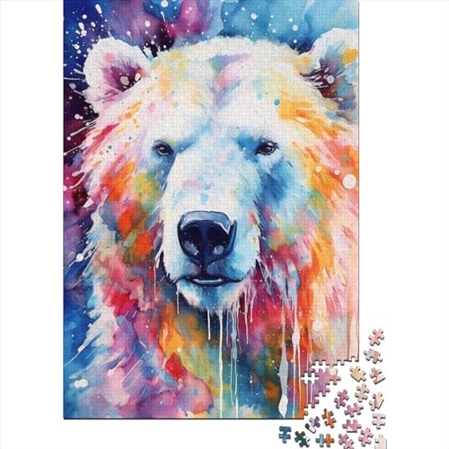 1000 Teile Eisbär Aquarell Erwachsene Puzzle Halloween Geschenk Puzzle Lernspielzeug 1000 Teile (38x26cm) von QASEYIPV