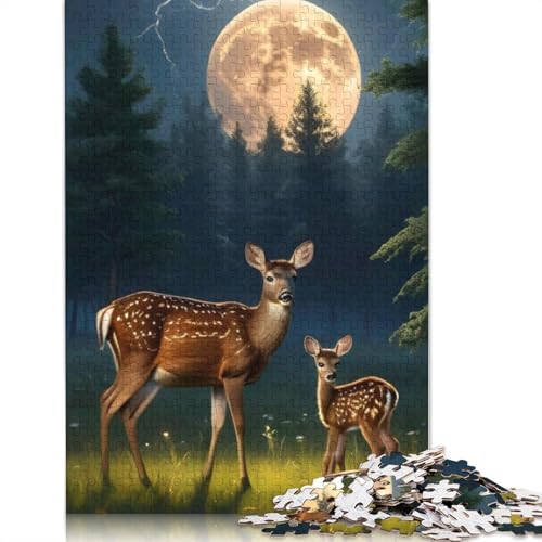 1000 Teile Elch-Kunstpuzzle für Erwachsene, Halloween-Geschenk, Holzpuzzle für Teenager, einzigartige Dekorationen und Geschenke, 1000 Teile (75 x 50 cm) von QASEYIPV
