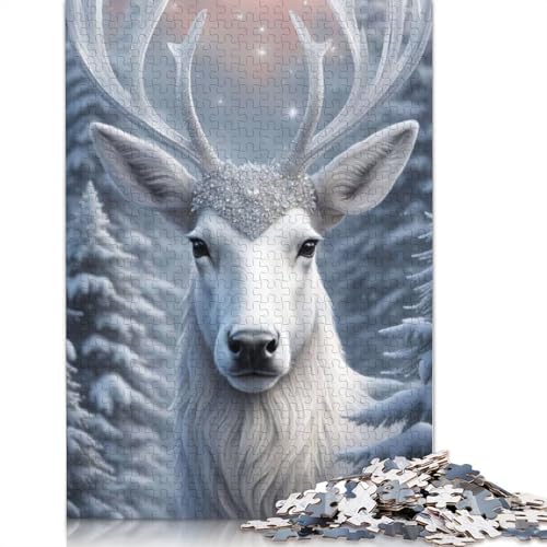 1000 Teile Elch-Kunstpuzzle für Erwachsene und Jugendliche, Lernspiele für Zuhause, DIY Spielzeug, Weihnachtsgeschenke, 1000 Teile (75x50cm) von QASEYIPV