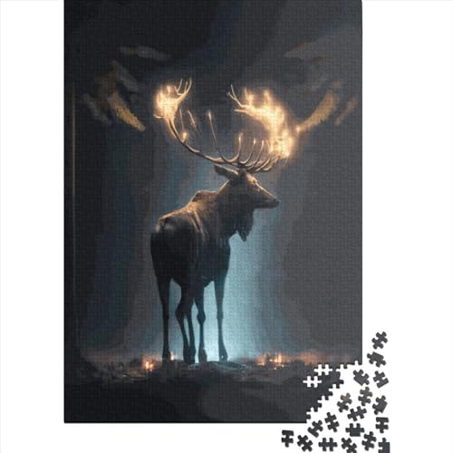 1000 Teile Elch Puzzle für Erwachsene und Holzpuzzle, Lernspiel für Familien, 1000 Teile (75x50cm) von QASEYIPV