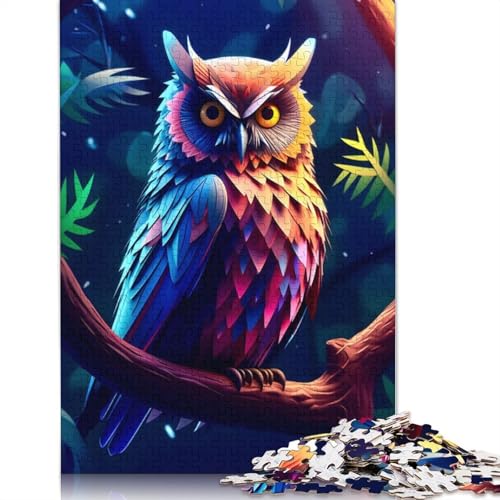1000 Teile Erstaunliche Eule 3D-Puzzles, Schwierigkeitsgrad für Erwachsene, entspannende Spiele, Spielzeug, 1000 Teile (75 x 50 cm) von QASEYIPV