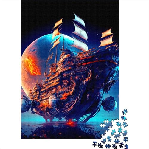 1000 Teile Fantasyschiff-Puzzles für Erwachsene, Halloween-Geschenk, Erwachsenenpuzzle, Heimdekoration, 1000 Teile (75 x 50 cm) von QASEYIPV