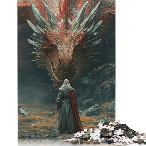 1000 Teile Gefährlicher Feuerdrache, Papierpuzzles, Papierpuzzles für Erwachsene und Jugendliche ab 12 Jahren, 1000 Teile (75 x 50 cm) von QASEYIPV