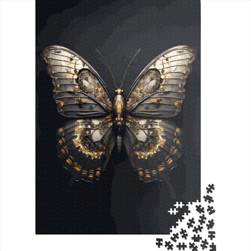 1000 Teile Goldener Schmetterling Quadratisches Puzzle für Erwachsene und Holzpuzzle, Lernspielzeug für Familien, 1000 Teile (38 x 26 cm) von QASEYIPV