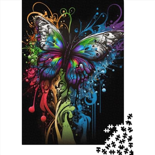 1000 Teile Graffiti-Schmetterlinge für Erwachsene, Halloween-Geschenk, Holzpuzzle für Erwachsene, 1000 Teile (75 x 50 cm) von QASEYIPV